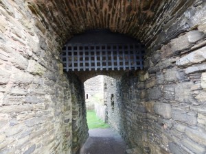 Yett (iron gate) at entrance to Castle Girnigoe